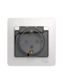 GLOSSA РОЗЕТКА с заземлением со шторками с крышкой, 16А, IP44, в сборе, БЕЛЫЙ