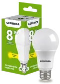 Лампа LED A60 груша 8Вт 230В 3000К E27 GENERICA