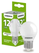 Лампа LED G45 шар 12Вт 230В 4000К E27 GENERICA