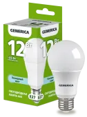Лампа LED A60 груша 12Вт 230В 3000К E27 GENERICA