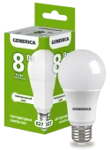 Лампа LED A60 груша 8Вт 230В 4000К E27 GENERICA Лампа LED A60 груша 8Вт 230В 4000К E27 GENERICA