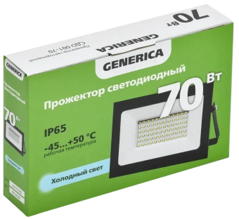 Прожектор LED СДО 001-70 6500К IP65 черный GENERICA