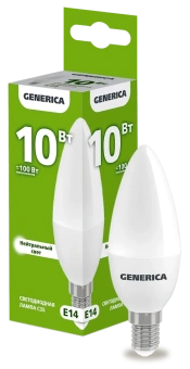 Лампа LED C35 свеча 10Вт 230В 4000К E14 GENERICA