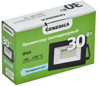 Прожектор LED СДО 001-30 6500К IP65 черный GENERICA