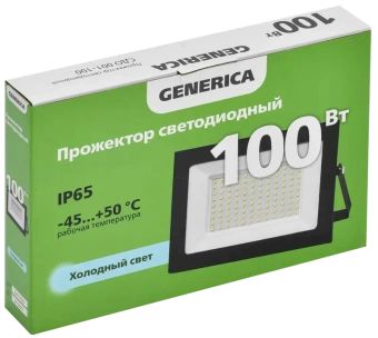 Прожектор LED СДО 001-100 6500К IP65 черный GENERICA