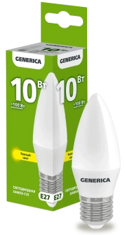 Лампа LED C35 свеча 10Вт 230В 3000К E27 GENERICA